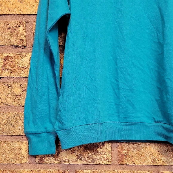 Poof! Women's Teal Long Sleeve Stretchy Shirt Size Large - Picture 6 of 11